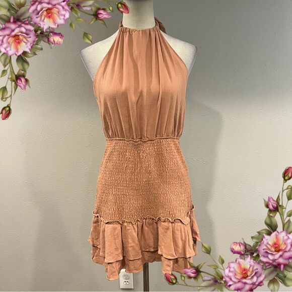 Mable Babydoll Salmon color Smocked Dress size large - Picture 3 of 14